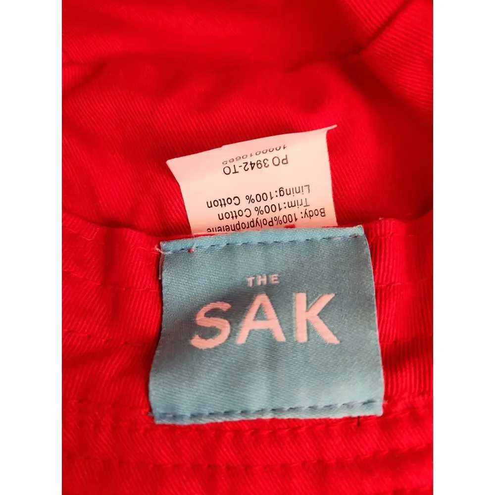 The Sak Knit Red Multi Color Rainbow Stripe Bucket Sun Beach Resort Hat NWOT